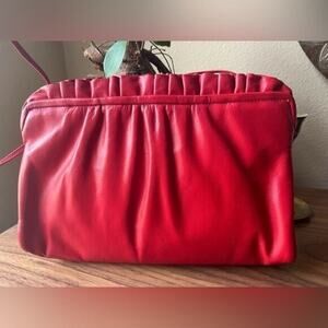 Vintage 80s Cherry 🍒 Red Genuine Leather Evening Bag by Morris Moskowitz 4